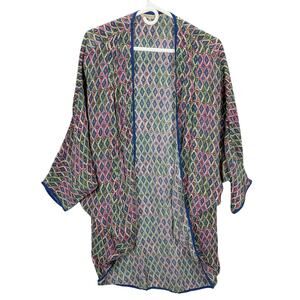 Soft Surroundings Kimono Cardigan Womens L/XL Multicolor Dolman Open Front Boho